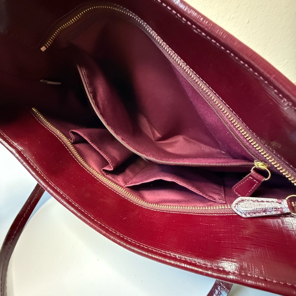 Coach Burgundy Leather Tote Bag - Picture 15 of 17